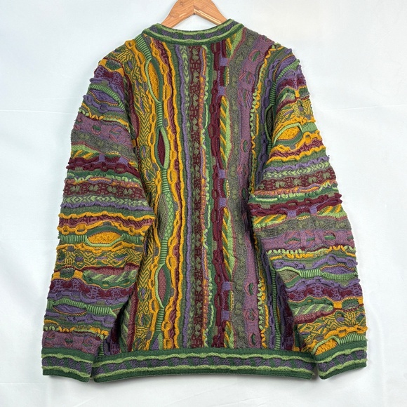 VTG COOGI Australia Men 100% Wool 3D Chunky CrewNeck Sweater Sz L/ XL Cosby Rare - Picture 3 of 14
